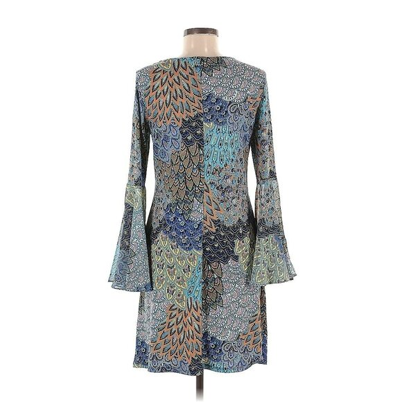 New Prelude Multicolor Bold Bell Sleeve Hippie BOHO Dress Size Medium - Picture 1 of 10